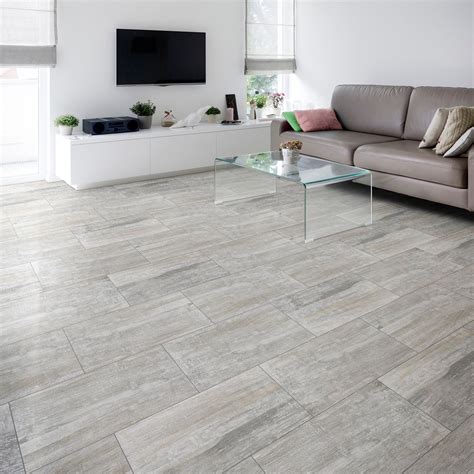 Choose the grey cabinet with the nice white pattern tiles in the back makes it looks clean and bright. Nordico Grey Vintage Porcelain Floor Tile, Pack of 8, (L ...