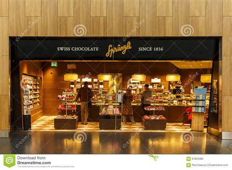 The headquarters for confiserie sprüngli are in zurich, with many locations throughout switzerland. Sprungli Chocolate Store Editorial Stock Image - Image ...