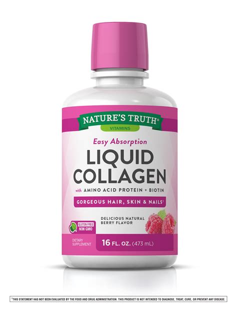 Natures Truth Liquid Collagen 16 Oz Non Gmo Gluten Free Supplement Natural Berry Flavor