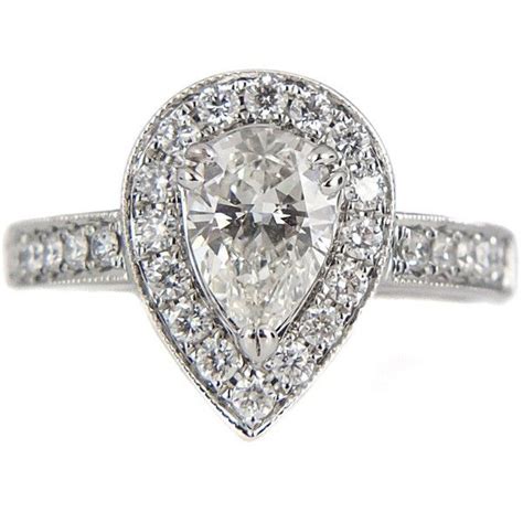 1 Carat Pear Shape Diamond Engagement Ring Found On Polyvore Pear