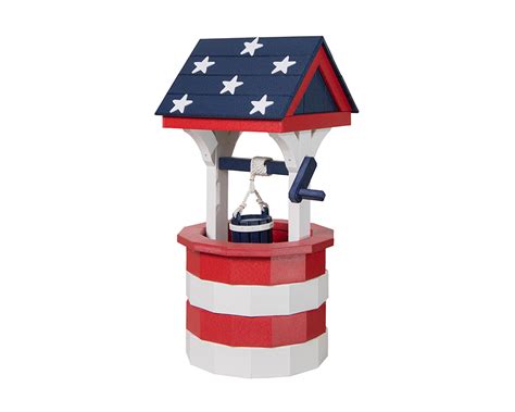 Patriotic Wishing Well Lawn Ornament Green Acres Outdoor Living