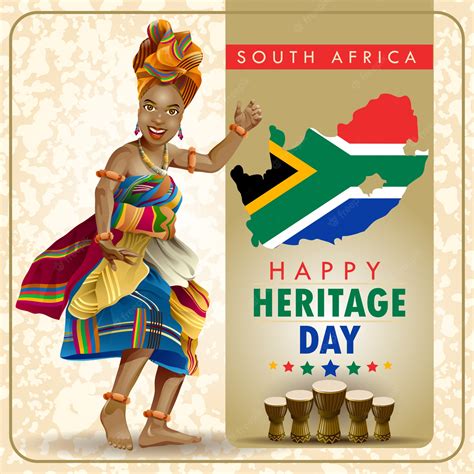 Premium Vector South Africa Heritage Day Wishes With Dancer