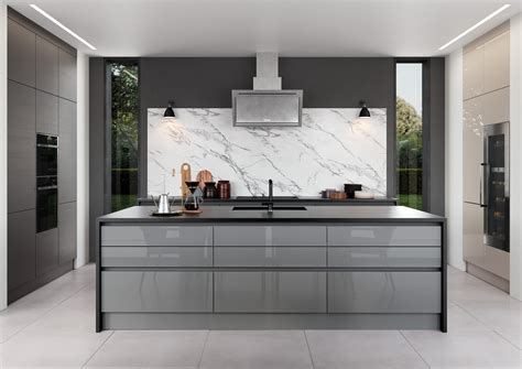 Zara Handleless Kitchen Gloss Dust Grey The Kitchen Depot