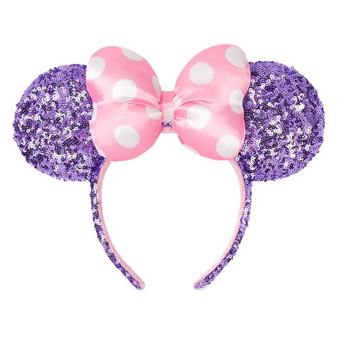 Disney Sequined Ear Headband Minnie Mouse Lavender And Pink