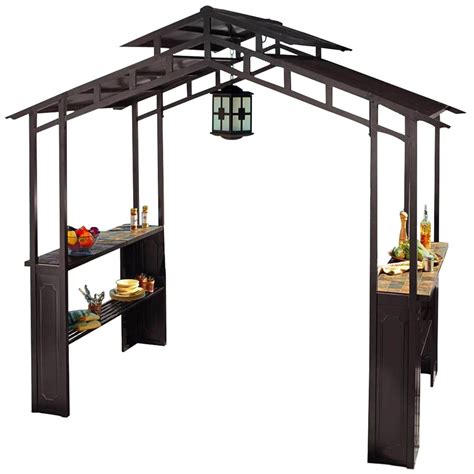 Plants, furniture, décor and more. Shop Sunjoy Black Rectangle Grill Gazebo (Foundation: 5-ft ...