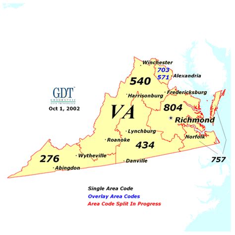 Area Code Map Of Virginia United States Of America Map