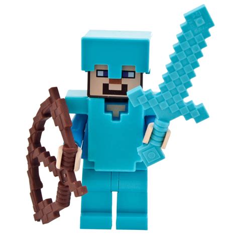 Lego Minifigure Minecraft Steve In Diamond Armor With Bow And Sword