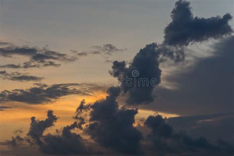 Twilight Sky Golden Clouds Background Stock Photo Image Of Space