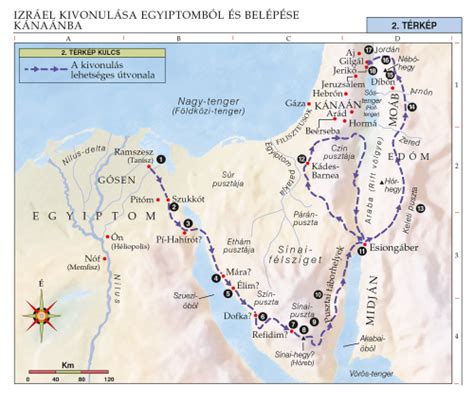 2 Térkép Izráel Kivonulása Egyiptomból és Belépése Kánaánba
