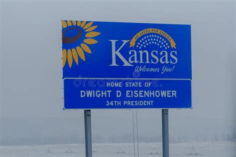 Welcome To Kansas Highway Sign Editorial Photography Image Of State