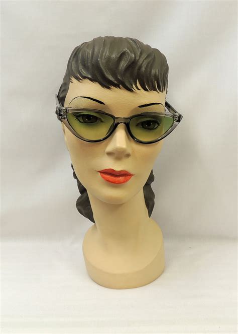 Clarissa Cats Eye Sunglasses Clear Grey And Green 1950s Etsy