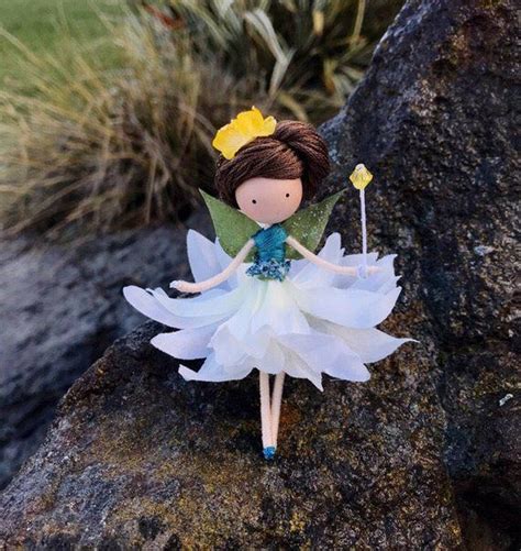 Handmade Fairy Doll Blue Gold Flower Fairy Doll Bendy Fairy Etsy Uk