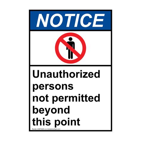 Portrait Ansi Notice Unauthorized Personnel Are Not Permitted Sign Anep