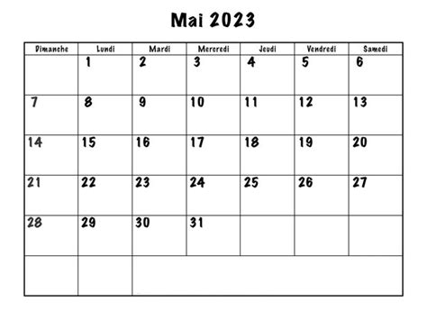 Mai 2023 Calendrier Imprimable 2023 Calendrier