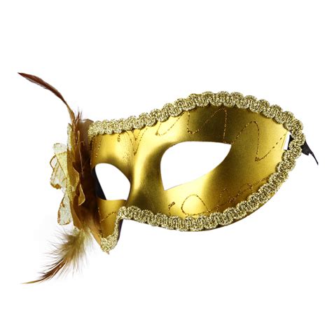 Venetian Feather Fancy Dress Masquerade Ball Mask Gold