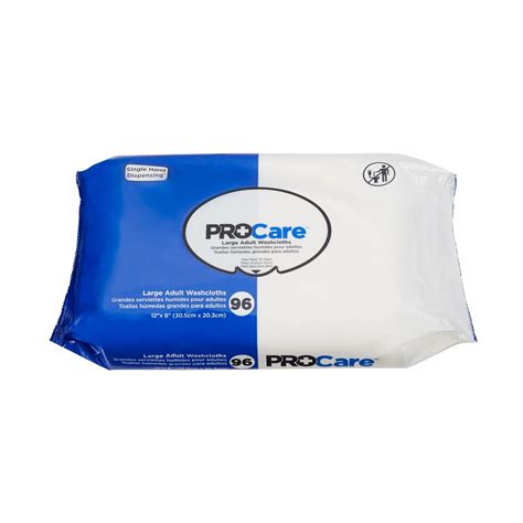 Procare Large Adult Washcloths With Aloe And Vitamin E 8 X 12 Inch