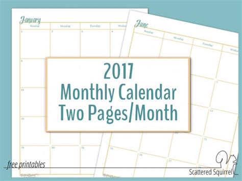 2017 Full Size Monthly Calendar Printables Are Here Calendar