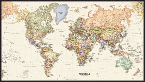 Classic World Wall Map Gambaran