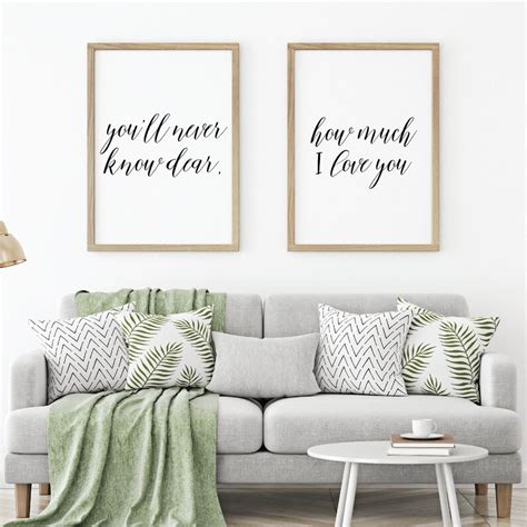 Youll Never Know Dear How Much I Love You Wall Art Set Etsy