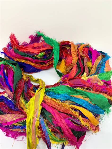 Sari Silk Ribbon Beautiful Quality Very Vibrant Ribbon Yarn Etsy