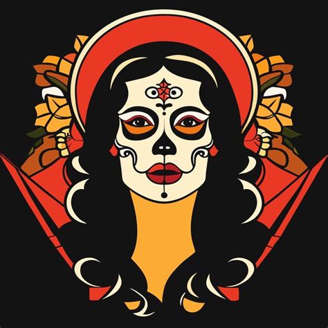 Premium Vector Day Of The Dead Muertos Girl Illustration Of Dia De Los Muertos Hand Drawn Flat