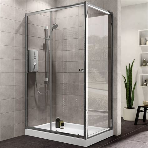 Plumbsure Rectangular Shower Enclosure With Single Sliding Door W