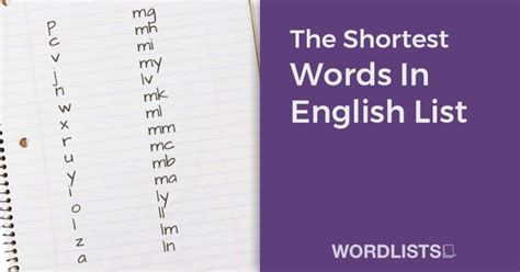 The Shortest Words In English List Word Lists