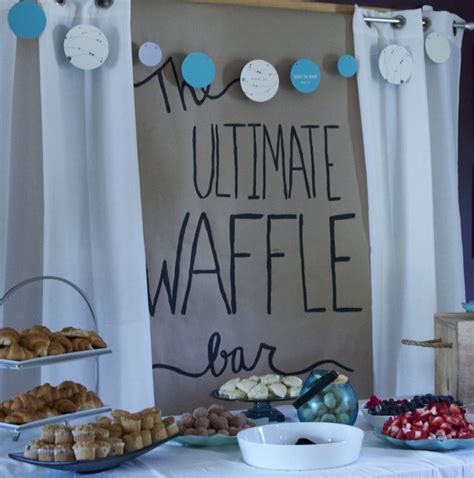 Each guest/couple usually brings a gift that can be used for the bar and grill, including items to help game ideas: Couples Shower Ideas: Waffle Bar | Pear Tree Blog