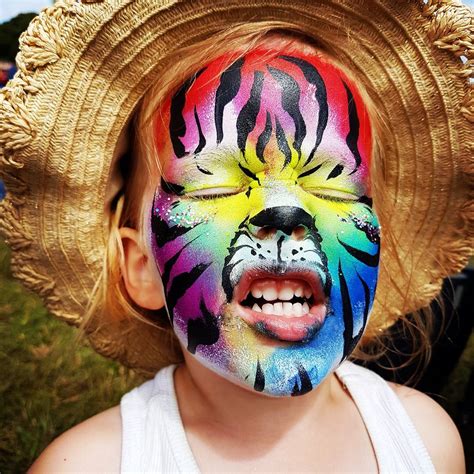 Rainbow Tiger Face Painting Face Painting Festivals Carnival Halloween Face Makeup Tiger