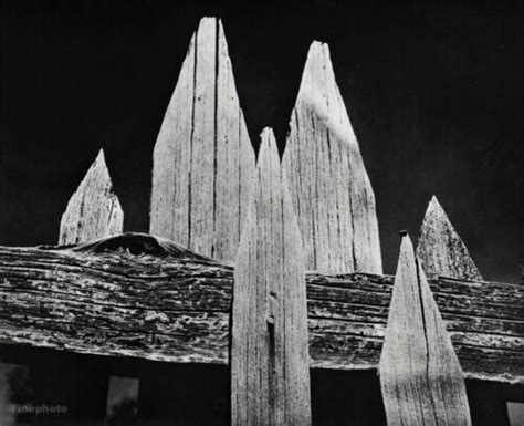 193663 Vintage Ansel Adams Wood Picket Fence Abstract Photo Gravure