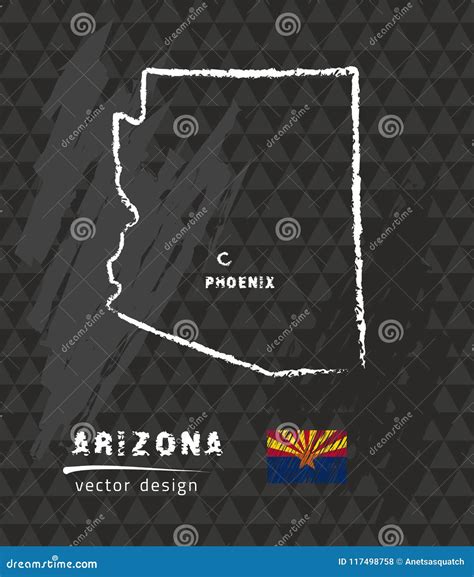 Map Of Arizona Chalk Sketch Vector Illustration Stock Vector