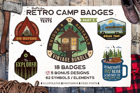 retro camp badges adventure patches part 3 svg cut file