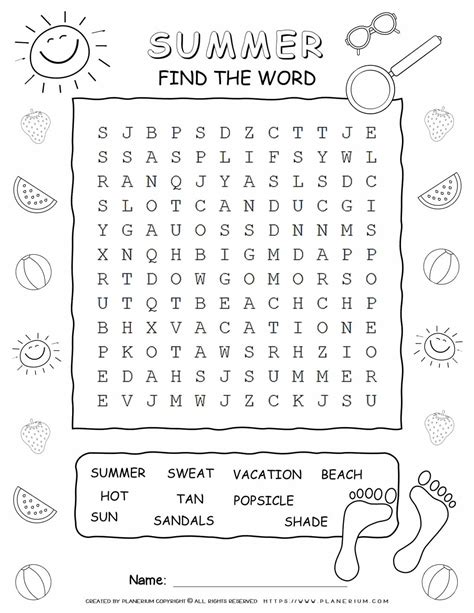 Planeriums Summer Word Search A Blend Of Fun And Learning