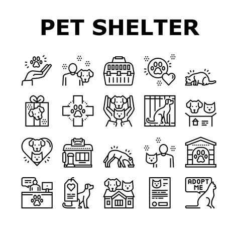 Animal Pet Shelter Collection Icons Set Vector 10312175 Vector Art At