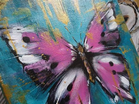 Original Butterfly Acrylic Painting On 100 Cotton Canvas 20cm Etsy