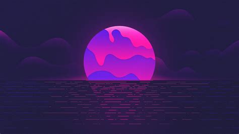 Wallpaper Sunset Neon Purple Hd Creative Graphics 12028