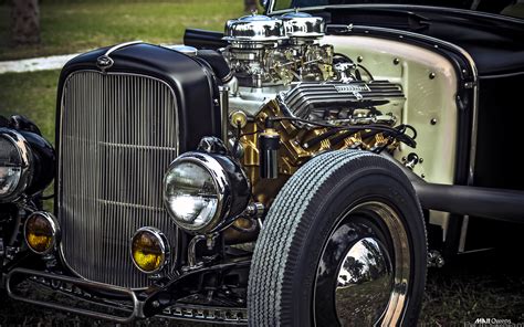 Classic Car Classic Hot Rod Engine V 8 Ford Hd Wallpaper Cars
