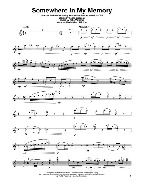 Somewhere In My Memory From Home Alone Violin Solo Sheet Music