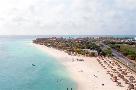 Aerial At Manchebo Beach On Aruba Island In The Caribbean Stock Photo