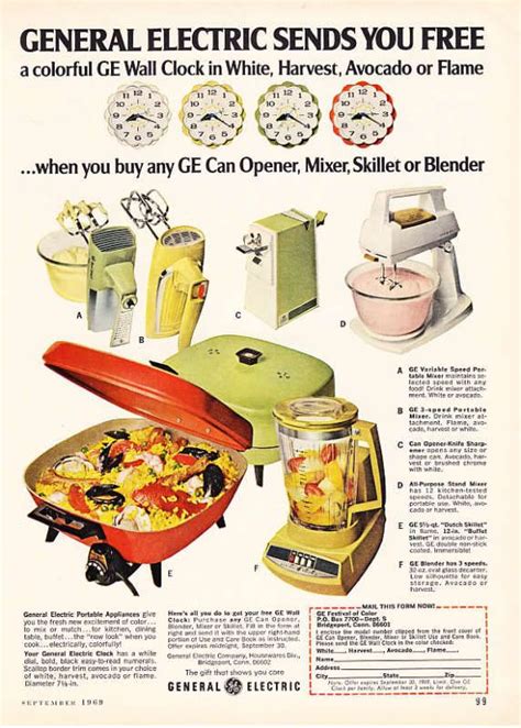 1969 Ge Appliances Mixer Blender Skillet Photo Promo Ad For Sale