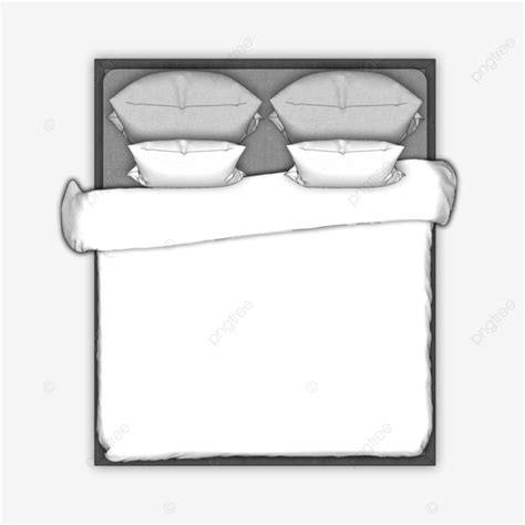 Top View Of A Double Bed With Gray Sheets And White Blanket Top View