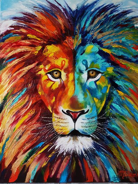 I don't draw these publications‼️images are under the copyright of their owners! Oil Painting Rainbow Lion. Pop Art. - MilaMirosh