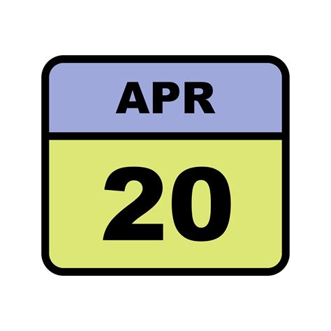April 20th Date On A Single Day Calendar 495893 Vector Art At Vecteezy