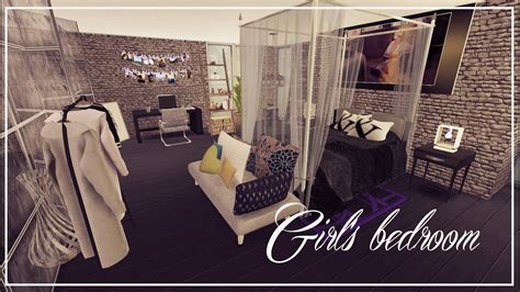The Sims 4 Girl S Bedroom Speed Build With Cc Youtube