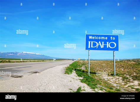 Welcome To Idaho Sign At The State Border Stock Photo Alamy
