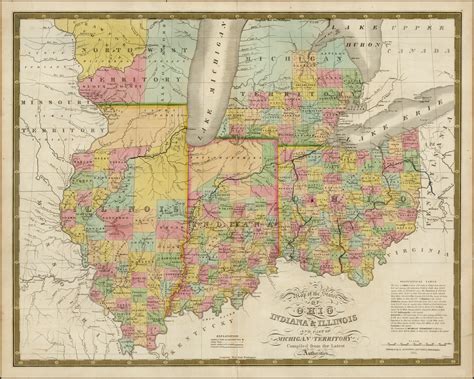 Map Of The States Of Ohio Indiana And Illinois With Part Of