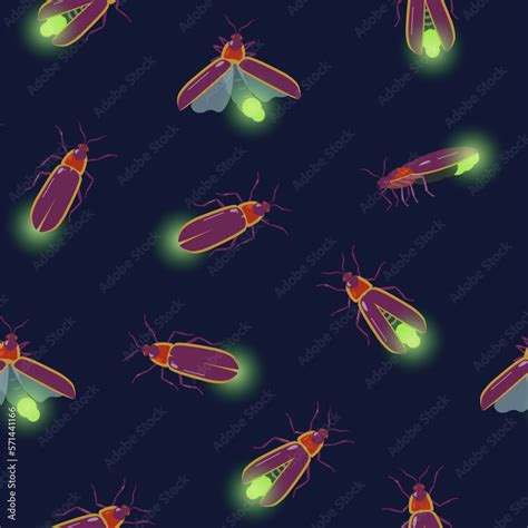 Seamless Pattern With Firefly Insects Flying With Different Angles