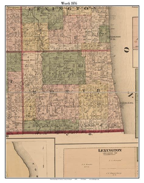 Worth Michigan 1876 Old Town Map Custom Print Sanilac Co Old Maps