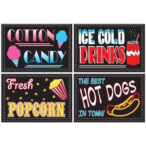 Concession Stand Mini Party Signs 4 Count Birthday Direct Sports