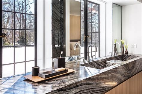 Kenya Black Marble Adds Incredible Detail In This Modern Master Bath